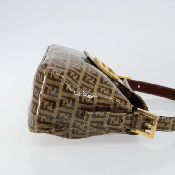 FENDI Zucchino Canvas Mamma Baguette Shoulder Bag Beige Gold Auth ep11341 - Picture 6 of 16